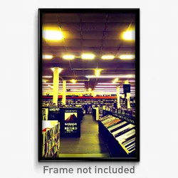 Pixel Art Poster - Gargantuan Record Store (8 Bit Psychedelic Video Game Print)