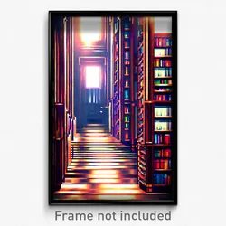 Pixel Art Poster - Grand Library (8 Bit Psychedelic Trippy Video Game Print)