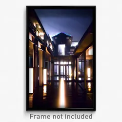 Pixel Art Poster - Haunted Modern Architecture (8 Bit Video Game Print)