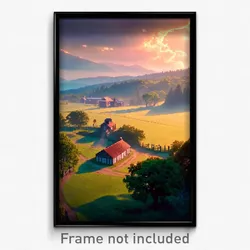 Pixel Art Poster - Heavenly Farmstead (8 Bit Psychedelic Video Game Print)