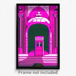 Pixel Art Poster - Pink Tomb (8 Bit Psychedelic Trippy Weird Video Game Print)