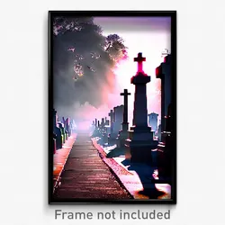 Pixel Art Poster - Spectacular Cemetery (8 Bit Psychedelic Video Game Print)