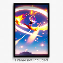 Pixel Art Poster - Flying Hearth (8 Bit Psychedelic Trippy Video Game Print)