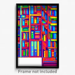 Pixel Art Poster - Multicolored Library (8 Bit Psychedelic Video Game Print)