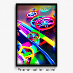 Pixel Art Poster - Colorful Wheels (8 Bit Psychedelic Trippy Video Game Print)