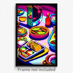 Pixel Art Poster - Lavish Tacos (8 Bit Psychedelic Trippy Video Game Print)