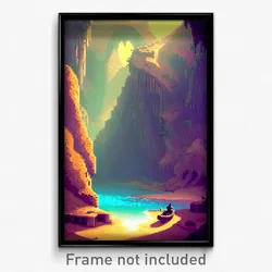 Pixel Art Poster - Modest Cave (8 Bit Psychedelic Trippy Weird Video Game Print)