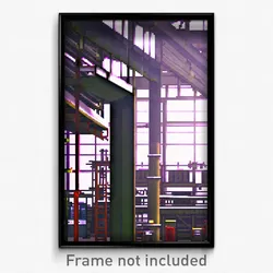 Pixel Art Poster - Unrealistic Factory (8 Bit Psychedelic Video Game Print)