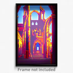 Pixel Art Poster - Cool Abbey (8 Bit Psychedelic Trippy Weird Video Game Print)