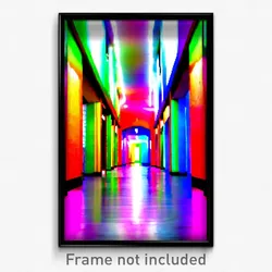 Pixel Art Poster - Multicolored Corridor (8 Bit Psychedelic Video Game Print)