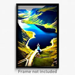 Pixel Art Poster - Circular Fjord (8 Bit Psychedelic Trippy Video Game Print)