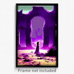 Pixel Art Poster - Purple Ruin (8 Bit Psychedelic Trippy Weird Video Game Print)