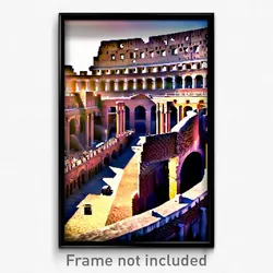 Pixel Art Poster - Giant Colosseum (8 Bit Psychedelic Trippy Video Game Print)