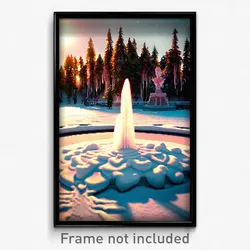 Pixel Art Poster - Frozen Fountain (8 Bit Psychedelic Trippy Video Game Print)