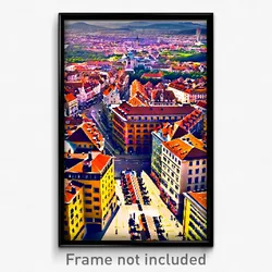 Pixel Art Poster - Adventurous German City (8 Bit Psychedelic Video Game Print)