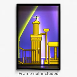 Pixel Art Poster - Yellow Pulpit (8 Bit Psychedelic Trippy Video Game Print)