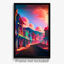 Pixel Art Poster - Velvety Shantytown (8 Bit Psychedelic Video Game Print)