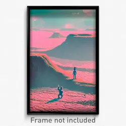 Pixel Art Poster - Wiggly Flood Plain (8 Bit Psychedelic Video Game Print)