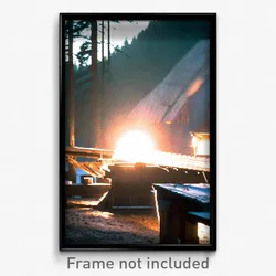 Pixel Art Poster - Unwelcoming Sawmill (8 Bit Psychedelic Video Game Print)