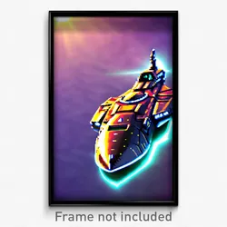 Pixel Art Poster - Glossy Spaceship (8 Bit Psychedelic Trippy Video Game Print)