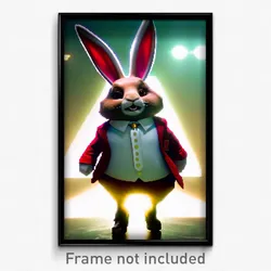 Pixel Art Poster - Brilliant Rabbit (8 Bit Psychedelic Trippy Video Game Print)