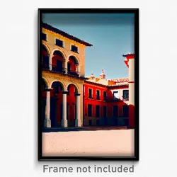 Pixel Art Poster - Calm Spanish Architecture (8 Bit Video Game Print)