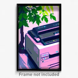 Pixel Art Poster - Leafy Printer (8 Bit Psychedelic Trippy Video Game Print)