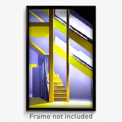 Pixel Art Poster - Yellow Stair (8 Bit Psychedelic Trippy Video Game Print)
