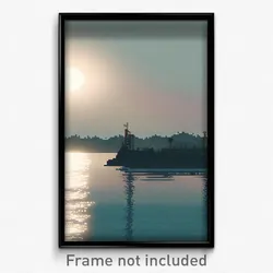 Pixel Art Poster - Creepy Shore (8 Bit Psychedelic Trippy Video Game Print)