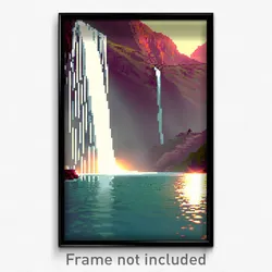 Pixel Art Poster - Warlike Falls (8 Bit Psychedelic Trippy Video Game Print)