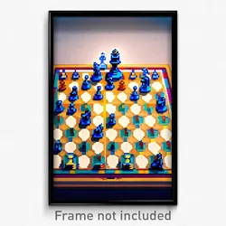 Pixel Art Poster - Pristine Chess Board (8 Bit Psychedelic Video Game Print)