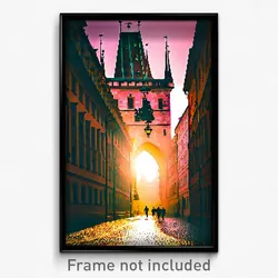 Pixel Art Poster - Narrow Prague (8 Bit Psychedelic Trippy Video Game Print)