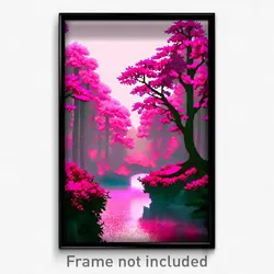 Pixel Art Poster - Pink Woods (8 Bit Psychedelic Trippy Weird Video Game Print)