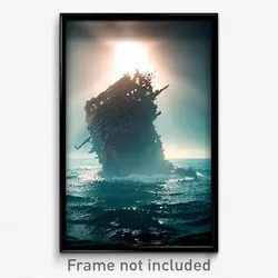 Pixel Art Poster - Wonderful Sea Wreck (8 Bit Psychedelic Video Game Print)