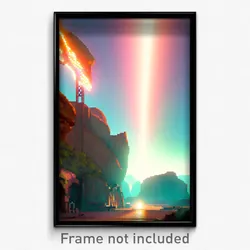 Pixel Art Poster - Exotic Mesa (8 Bit Psychedelic Trippy Weird Video Game Print)