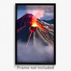 Pixel Art Poster - Coarse Volcano (8 Bit Psychedelic Trippy Video Game Print)