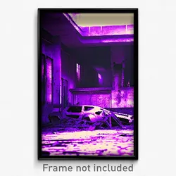 Pixel Art Poster - Purple Derelict (8 Bit Psychedelic Trippy Video Game Print)