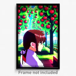 Pixel Art Poster - Anime Like Orchard (8 Bit Psychedelic Video Game Print)