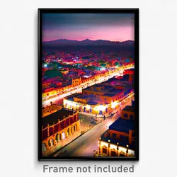 Pixel Art Poster - Spotted Mexican City (8 Bit Psychedelic Video Game Print)