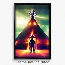Pixel Art Poster - Thunderous Wigwam (8 Bit Psychedelic Trippy Video Game Print)