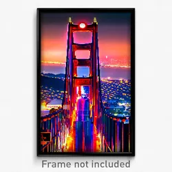 Pixel Art Poster - Giant San Francisco (8 Bit Psychedelic Video Game Print)