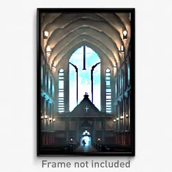 Pixel Art Poster - Warlike Convent (8 Bit Psychedelic Trippy Video Game Print)