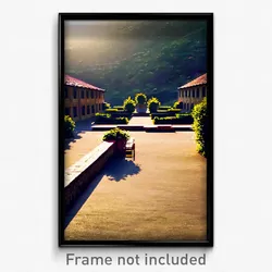 Pixel Art Poster - Ordinary Courtyard (8 Bit Psychedelic Video Game Print)