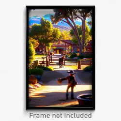 Pixel Art Poster - Magnificent Ranch (8 Bit Psychedelic Trippy Video Game Print)