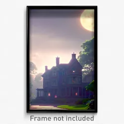 Pixel Art Poster - Monstrous Manse (8 Bit Psychedelic Trippy Video Game Print)