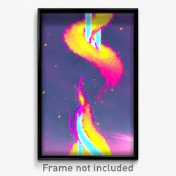 Pixel Art Poster - Glitch Art Hurricane (8 Bit Psychedelic Video Game Print)