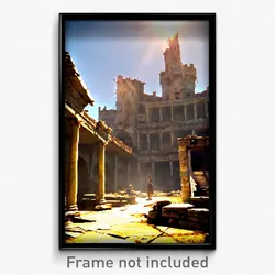 Pixel Art Poster - Tattered Citadel (8 Bit Psychedelic Trippy Video Game Print)