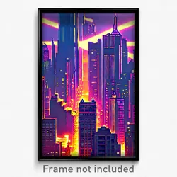 Pixel Art Poster - Colossal City (8 Bit Psychedelic Trippy Video Game Print)