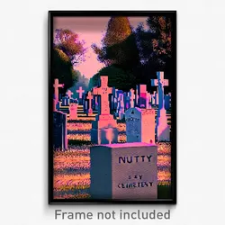 Pixel Art Poster - Nutty Cemetery (8 Bit Psychedelic Trippy Video Game Print)