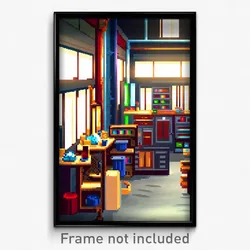 Pixel Art Poster - Adorable Workshop (8 Bit Psychedelic Trippy Video Game Print)